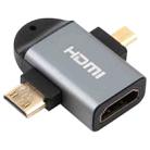 2 in 1 Mini HDMI Male + Micro HDMI Male to HDMI Female Gold-plated Head Adapter - 1