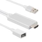 CA01-F USB 2.0 Male + USB 2.0 Female to HDMI 1.4 HDTV AV Adapter Cable for iPhone / iPad, Support iOS 8.0-10.0(Silver) - 1