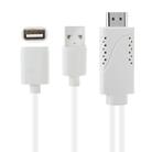 USB Male + USB 2.0 Female to HDMI Phone to HDTV Adapter Cable(White) - 1