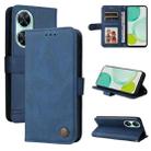 For Huawei nova 11i / Maimang 20 5G / Enjoy 60 Pro Skin Feel Life Tree Metal Button Leather Phone Case (Blue) - 1