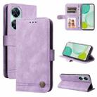 For Huawei nova 11i / Maimang 20 5G / Enjoy 60 Pro Skin Feel Life Tree Metal Button Leather Phone Case (Purple) - 1