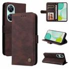 For Huawei nova 11i / Maimang 20 5G / Enjoy 60 Pro Skin Feel Life Tree Metal Button Leather Phone Case (Brown) - 1