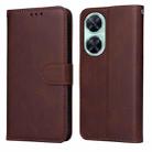 For Huawei nova 11i / Maimang 20 5G / Enjoy 60 Pro Classic Calf Texture Flip Leather Phone Case (Brown) - 1