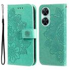 For Huawei nova 11i / Maimang 20 5G / Enjoy 60 Pro 7-petal Flowers Embossing Leather Phone Case (Green) - 1