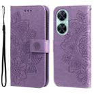 For Huawei nova 11i / Maimang 20 5G / Enjoy 60 Pro 7-petal Flowers Embossing Leather Phone Case (Light Purple) - 1