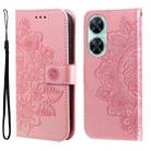 For Huawei nova 11i / Maimang 20 5G / Enjoy 60 Pro 7-petal Flowers Embossing Leather Phone Case (Rose Gold) - 1