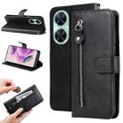 For Huawei nova 11i / Maimang 20 5G / Enjoy 60 Pro Fashion Calf Texture Zipper Leather Phone Case (Black) - 1