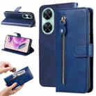 For Huawei nova 11i / Maimang 20 5G / Enjoy 60 Pro Fashion Calf Texture Zipper Leather Phone Case (Blue) - 1