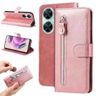 For Huawei nova 11i / Maimang 20 5G / Enjoy 60 Pro Fashion Calf Texture Zipper Leather Phone Case (Rose Gold) - 1