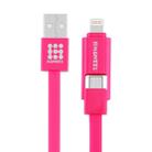 HAWEEL 1m 2 in 1 Micro USB & 8 Pin to USB Data Sync Charge Cable(Magenta) - 1