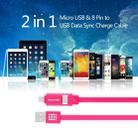 HAWEEL 1m 2 in 1 Micro USB & 8 Pin to USB Data Sync Charge Cable(Magenta) - 6