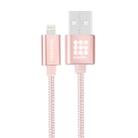 HAWEEL 1m Nylon Woven Metal Head 3A 8 Pin to USB 2.0 Sync Data Charging Cable for iPhone, iPad(Rose Gold) - 1