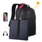 HAWEEL 14W Foldable Removable Solar Power Outdoor Portable Dual Shoulders Laptop Backpack, USB Output: 5V 2.1A Max(Black) - 1