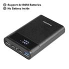 HAWEEL DIY 4x 18650 Battery (Not Included) 12000mAh Dual-way QC Charger Power Bank Shell Box with 2x USB Output & Display,  Support QC 2.0 / QC 3.0 / FCP / SFCP /  AFC / MTK / BC 1.2 / PD(Black) - 1