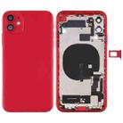 Battery Back Cover Assembly (with Side Keys & Power Button + Volume Button Flex Cable & Wireless Charging Module & Motor & Charging Port & Speaker Ringer Buzzer & Card Tray & Camera Lens Cover) for iPhone 11(Red) - 1
