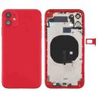 Battery Back Cover (with Side Keys & Card Tray & Power + Volume Flex Cable & Wireless Charging Module) for iPhone 11(Red) - 1