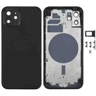 Back Housing Cover with SIM Card Tray & Side  Keys & Camera Lens for iPhone 12(Black) - 1