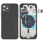 Battery Back Cover (with Side Keys & Card Tray & Power + Volume Flex Cable & Wireless Charging Module) for iPhone 12(Black) - 1
