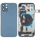Battery Back Cover Assembly (with Side Keys & Speaker Ringer Buzzer & Motor & Camera Lens & Card Tray & Power Button + Volume Button + Charging Port & Wireless Charging Module) for iPhone 12 Pro(Blue) - 1