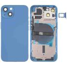 For iPhone 13 Battery Back Cover with Side Keys & Card Tray & Power + Volume Flex Cable & Wireless Charging Module(Blue) - 1