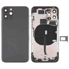 Battery Back Cover (with Side Keys & Card Tray & Power + Volume Flex Cable & Wireless Charging Module) for iPhone 11 Pro(Black) - 1