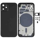 Back Housing Cover with SIM Card Tray & Side  Keys & Camera Lens for iPhone 12 mini(Black) - 1