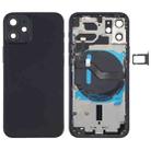 Battery Back Cover (with Side Keys & Card Tray & Power + Volume Flex Cable & Wireless Charging Module) for iPhone 12 Mini(Black) - 1