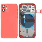 Battery Back Cover (with Side Keys & Card Tray & Power + Volume Flex Cable & Wireless Charging Module) for iPhone 12 Mini(Red) - 1