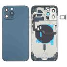 Battery Back Cover (with Side Keys & Card Tray & Power + Volume Flex Cable & Wireless Charging Module) for iPhone 12 Pro Max(Blue) - 1