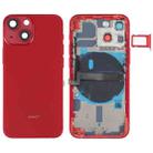 For iPhone 13 mini Battery Back Cover with Side Keys & Card Tray & Power + Volume Flex Cable & Wireless Charging Module(Red) - 1