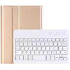For iPad Mini 4 Ultra-thin ABS Bluetooth Keyboard Horizontal Flip Leather Tablet Case with Holder(Gold) - 1