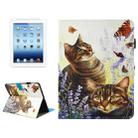 For iPad 4 / 3 / 2 Cats and Butterflies Pattern Horizontal Flip Leather Case with Holder & Wallet & Card Slots & Sleep / Wake-up Function & Pen Slot - 1