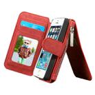 CaseMe for iPhone SE & 5s & 5 Multifunctional Leather Billfold with Detachable Magnetic PC Protective Case & 13 Card Slots & 1 Photo Frames & 1 Zipper Wallet & 2 Magnetic Clasps & Holder(Red) - 1