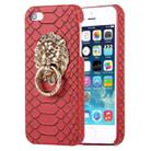 For iPhone SE & 5s & 5 Snakeskin Texture Paste Skin PC Protective Case with Lion Head Holder(Red) - 1