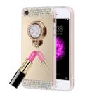 For iPhone 5 & 5s & SE Diamond Encrusted Electroplating Mirror Protective Cover Case with Hidden Ring Holder (Gold) - 1