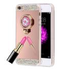 For iPhone 5 & 5s & SE Diamond Encrusted Electroplating Mirror Protective Cover Case with Hidden Ring Holder (Rose Gold) - 1