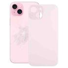 For iPhone 15 Easy Replacement Big Camera Hole Glass Back Battery Cover(Pink) - 1