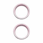 For iPhone 15 / 15 Plus 2pcs/set Rear Camera Glass Lens Metal Outside Protector Hoop Ring (Pink) - 1