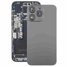 For iPhone 15 Pro Max Glass Battery Back Cover with Camera Lens Cover(Black) - 1