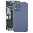 For iPhone 15 Pro Max Glass Battery Back Cover with Camera Lens Cover(Blue) - 1