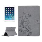 For iPad Air 2 Pressed Flowers Butterfly Pattern Horizontal Flip PU Leather Case with Magnetic Buckle & Holder & Card Slots & Wallet(Grey) - 1