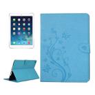 For iPad Air 2 Pressed Flowers Butterfly Pattern Horizontal Flip PU Leather Case with Magnetic Buckle & Holder & Card Slots & Wallet(Blue) - 1