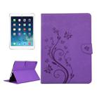 For iPad Air 2 Pressed Flowers Butterfly Pattern Horizontal Flip PU Leather Case with Magnetic Buckle & Holder & Card Slots & Wallet(Purple) - 1