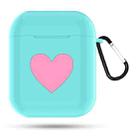 Heart Pattern Apple Wireless Earphones Charging Box Dust-proof Shockproof Outdoor Protective Case for Airpods(Mint Green) - 1