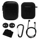 6 in 1 Earphone Bag + Earphone Case + Earphones Silicone Buckle + Earbuds + Anti-Drops Buckle + Anti-lost Rope Wireless Earphone Silicone Case Set for Apple Airpods(Black) - 1