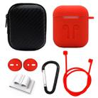 6 in 1 Earphone Bag + Earphone Case + Earphones Silicone Buckle + Earbuds + Anti-Drops Buckle + Anti-lost Rope Wireless Earphone Silicone Case Set for Apple Airpods(Red) - 1