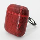 Snake Skin Texture Anti-lost Dropproof Wireless Earphones Charging Box Protective Case for Apple AirPods 1/2(Red) - 1