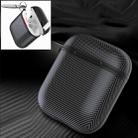 HX-0010-TQW Anti-fall TPU Carbon Fiber Pattern Wireless Bluetooth Earphone Protective Case for Apple AirPods 1, with Hang Buckle(Black) - 1