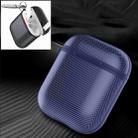 HX-0010-TQW Anti-fall TPU Carbon Fiber Pattern Wireless Bluetooth Earphone Protective Case for Apple AirPods 1, with Hang Buckle(Blue) - 1