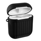 HX-0010-XLX 2 in 1 Anti-fall TPU + PC Suitcase Shape Wireless Bluetooth Earphone Protective Case for Apple AirPods 1, with Hook(Black) - 1